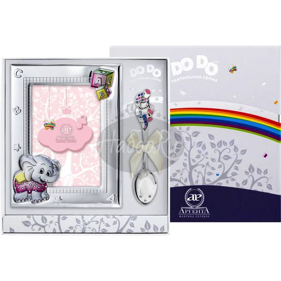 Набор детский DODO "Слоненок" розовый (рамка цветная + ложка) РИ201НБ00808