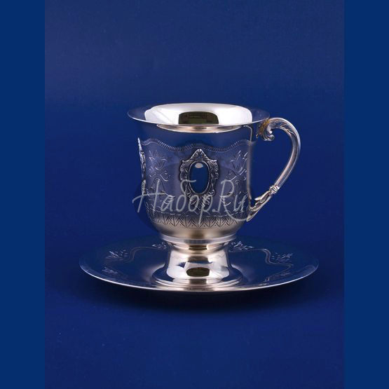 Серебряная чашка с блюдцем №12 (арт. С33687601225)