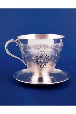 Серебряная чашка с блюдцем №22